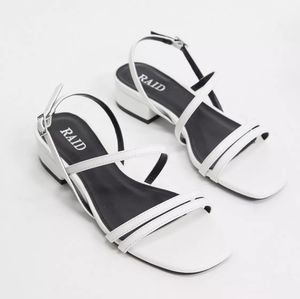 RAID Wide-fit white strappy sandals